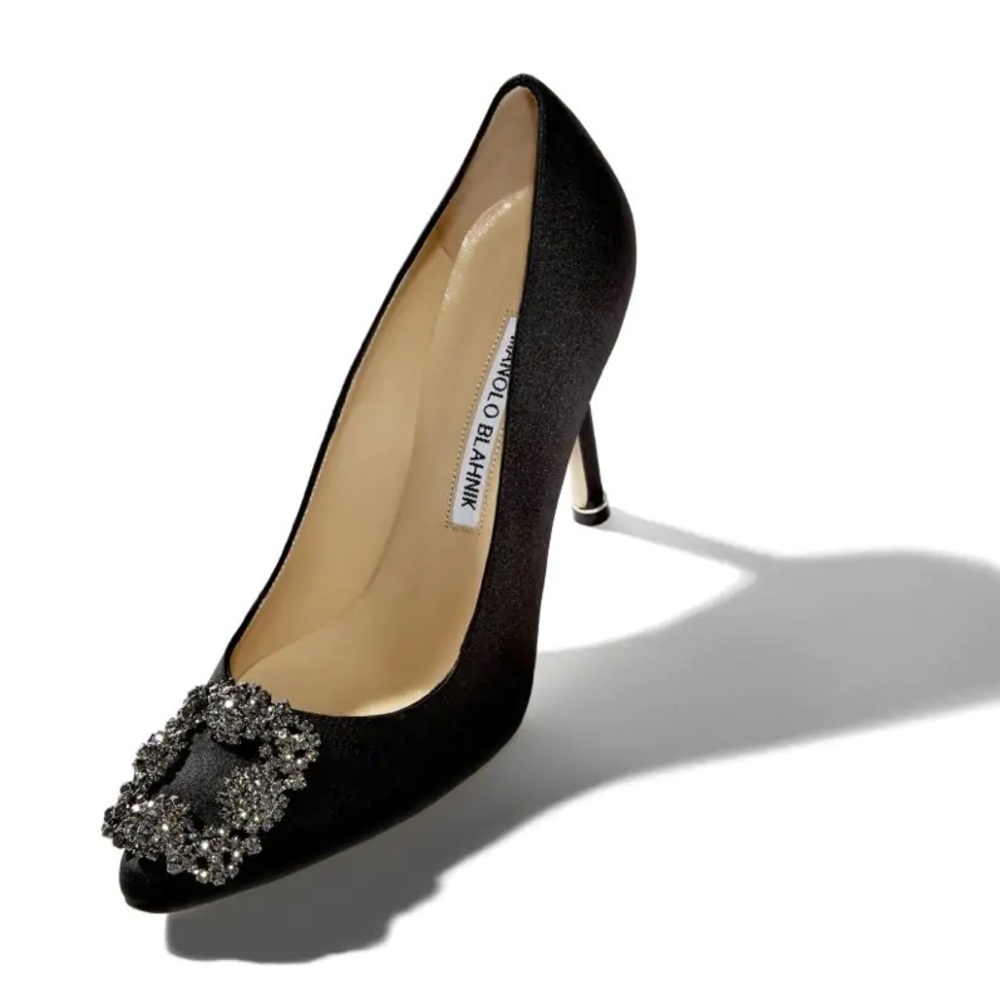 Manolo Blahnik Black Heels with Silver Embellishments